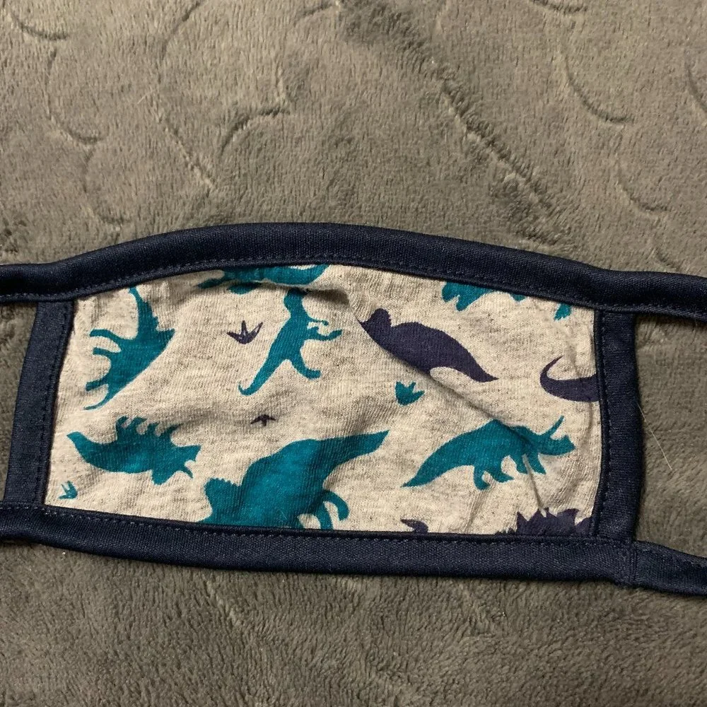 NWOT | Baby Dinosaur Material Mask | Navy, Gray & Teal